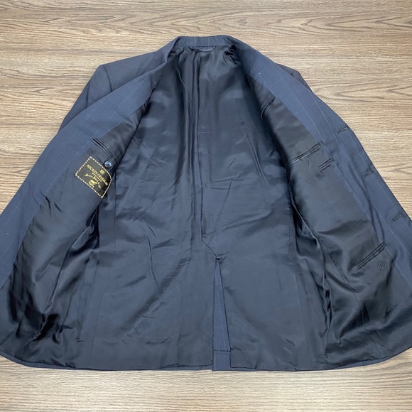 Hickey Freeman Navy Windowpane Plaid Blazer 36R - Picture 5 of 7